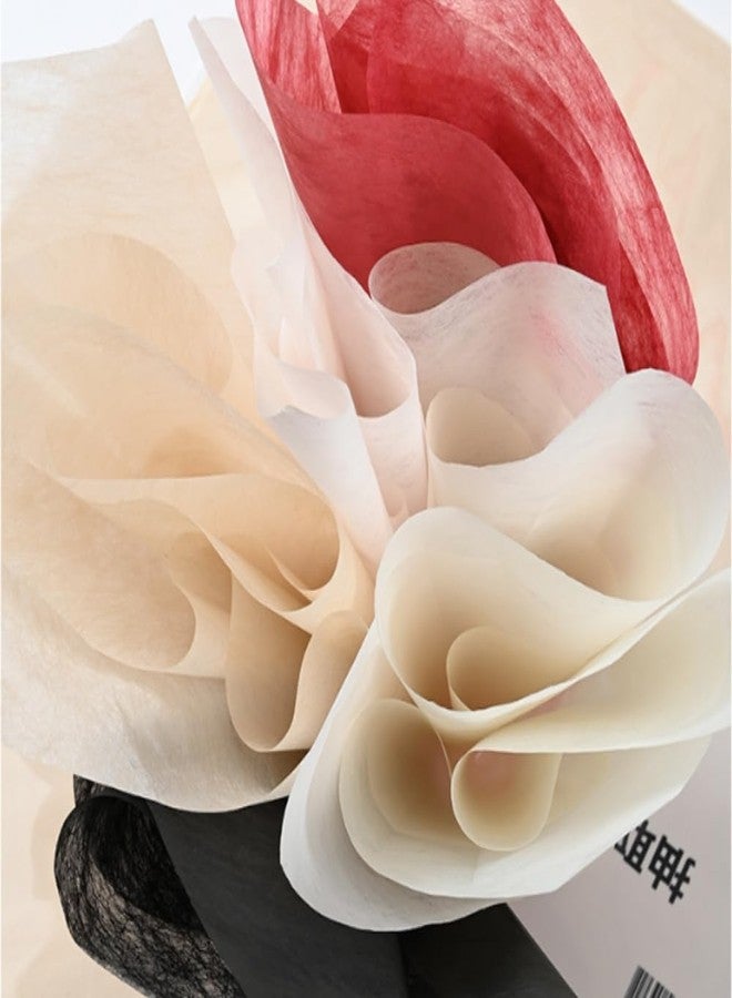 OUKEYI 40 Sheets Korean Of Cotton Wrapping Flower Paper Non-Woven Floral Wrapping Paper, Waterproof Pleated Withdrawable Flower Bouquet Lining Paper Gift Packaging Paper(grapefruit red) - Image 4